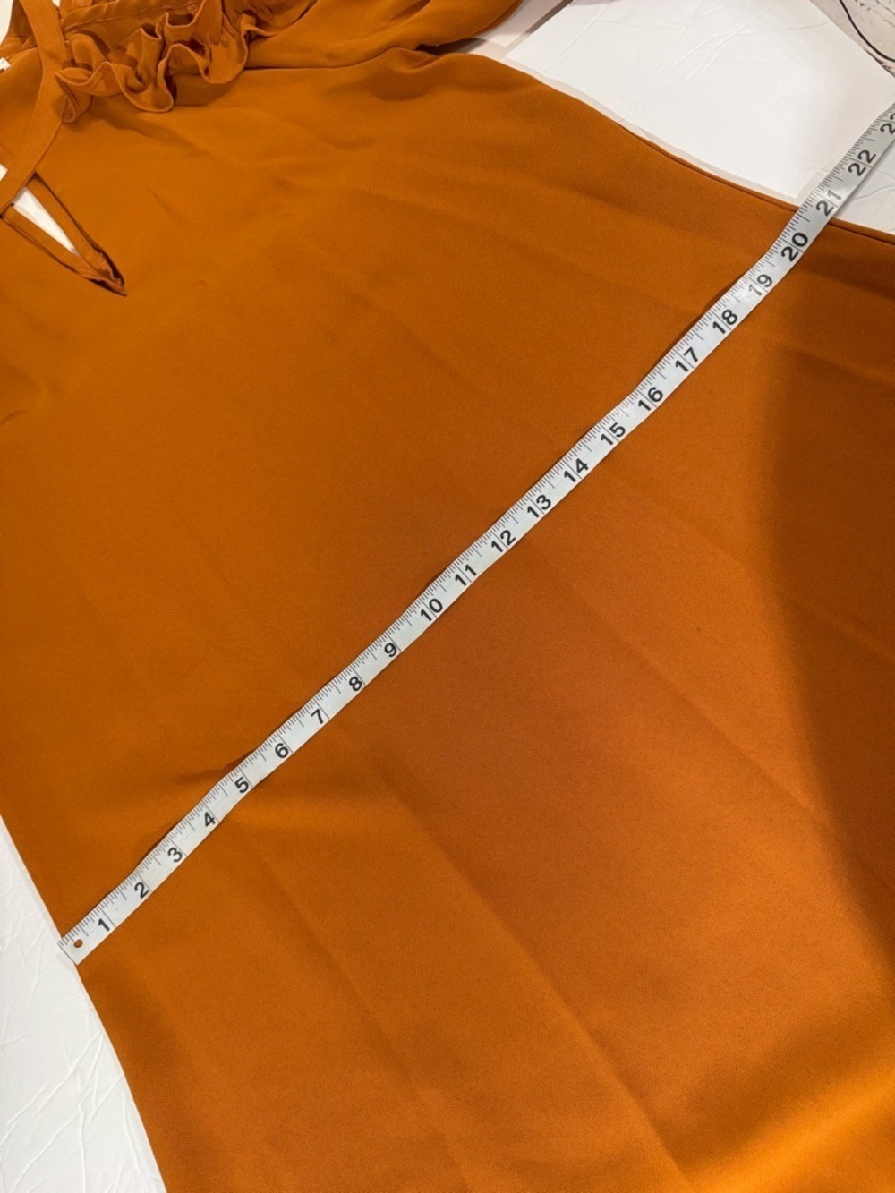 TCEC Ruffle Cold-Shoulder Dress in Burnt Orange Medium - Picture 6 of 9